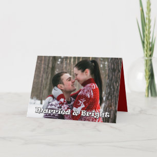 結婚した&明るい新婚クリスマスフォトカード シーズンカード