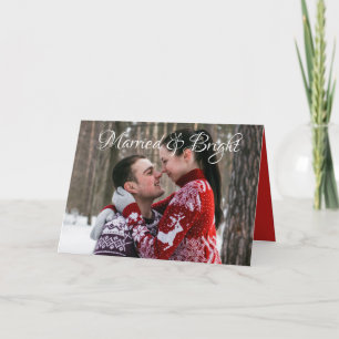 結婚した&明るい新婚クリスマスフォトカード シーズンカード