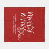 結婚した&私たちメリーの初めてのクリスマス結婚した赤 フリースブランケット (正面(横))