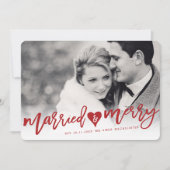 結婚した&赤メリーブラシスクリプト写真結婚 シーズンカード (正面)