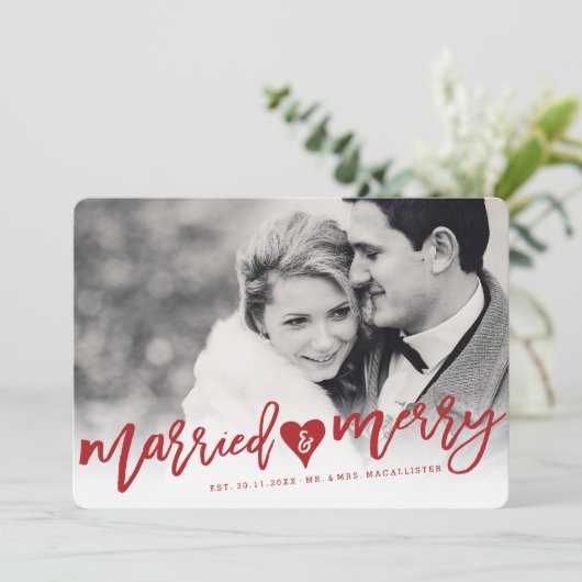 結婚した&赤メリーブラシスクリプト写真結婚 シーズンカード (スタンド正面)