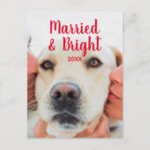 結婚した&鮮やかな赤カスタムい写真名クリスマス ポストカード (正面)