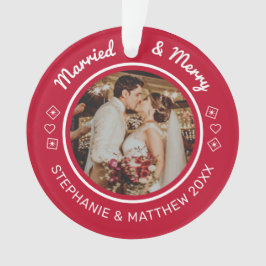 結婚した & 2メリーフォトレモダンッド オーナメント