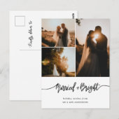結婚した&Brightスクリプトカップルのフォトホリデー ポストカード (正面/裏面)