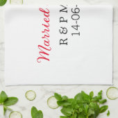 結婚した&bright addカップル名結婚の追加日 キッチンタオル (折り畳み)