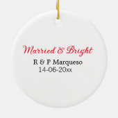 結婚した&bright addカップル名結婚の追加日 セラミックオーナメント (裏面)