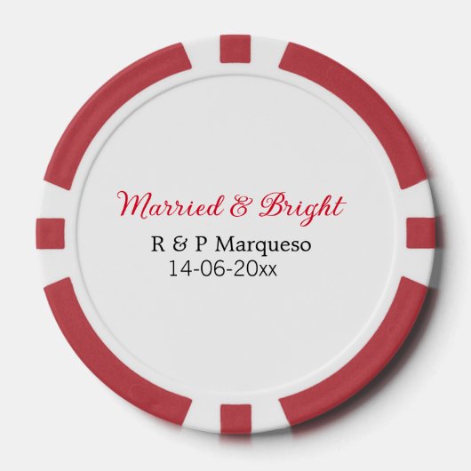結婚した&bright addカップル名結婚の追加日 ポーカーチップ (正面)