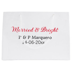 結婚した&bright addカップル名結婚の追加日 ラージペーパーバッグ