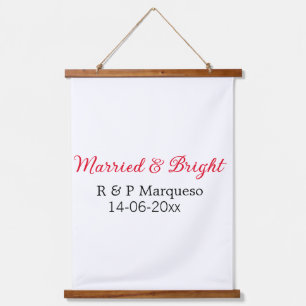 結婚した&bright addカップル名結婚の追加日 吊り下げ型タペストリー