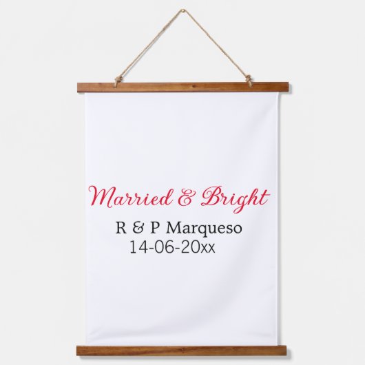 結婚した&bright addカップル名結婚の追加日 吊り下げ型タペストリー (正面)