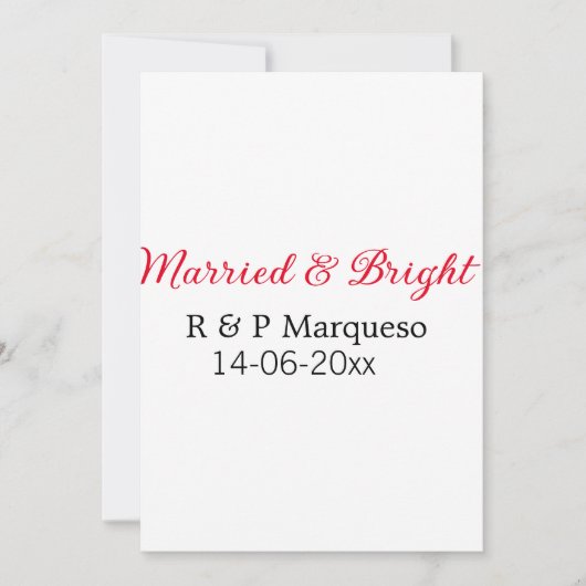 結婚した&bright addカップル名結婚の追加日 招待状 (正面)