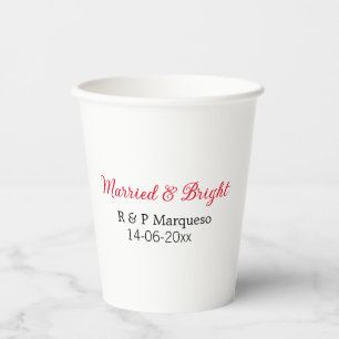 結婚した&bright addカップル名結婚の追加日 紙コップ