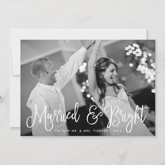 結婚した & Bright Holidayフォトカード+バックメッセージ シーズンカード (正面)