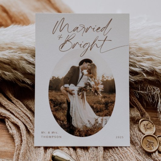 結婚したBright Bohoスクリプモダント・クリスマス シーズンカード