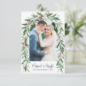 結婚したBright Christmasのアーチアナウンスメントカード サンキューカード (スタンド正面)