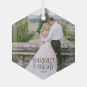 結婚したBright Minimalistのモダン写結婚真 ガラスオーナメント (正面)