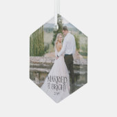 結婚したBright Minimalistのモダン写結婚真 ガラスオーナメント (正面左)