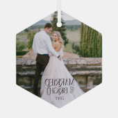 結婚したBright Minimalistのモダン写結婚真 ガラスオーナメント (裏面)