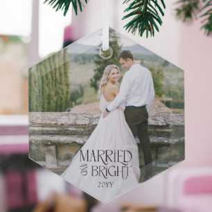 結婚したBright Minimalistのモダン写結婚真 ガラスオーナメント