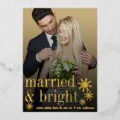 結婚したBright Newlywedsの結婚写真実在 箔シーズンカード (正面)