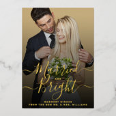 結婚したBright Newlywedsの結婚写真実在 箔シーズンカード (正面)