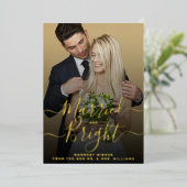 結婚したBright Newlywedsの結婚写真実在 箔シーズンカード (立ち正面)