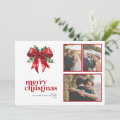 結婚したBright Red Bow Holly Newlywed 3枚の写真 シーズンカード (スタンド正面)