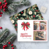 結婚したBright Red Bow Holly Newlywed 3枚の写真 シーズンカード