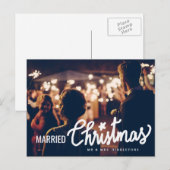 結婚したChristmas White手書きスクリプト写真 シーズンポストカード (正面/裏面)