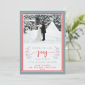 結婚したHappy Holidaysメリー Christmas Photo Card シーズンカード (スタンド正面)