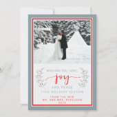 結婚したHappy Holidaysメリー Christmas Photo Card シーズンカード (正面)