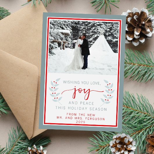 結婚したHappy Holidaysメリー Christmas Photo Card シーズンカード