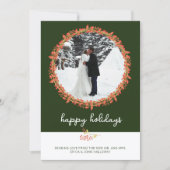 結婚したHappy Holidaysメリー Christmas Photo Card シーズンカード (正面)