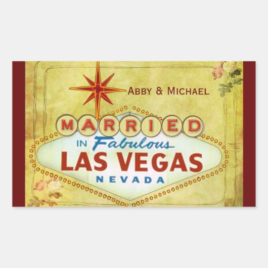 結婚したin Fabulous Las Vegas -ヴィンテージ 長方形シール (正面)