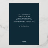 結婚したLittle Christmas Blue金ゴールドスクリプト写真 箔シーズンカード (裏面)