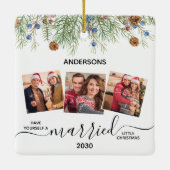 結婚したLittle Christmas Newlyweds 3 Photo セラミックオーナメント (裏面)