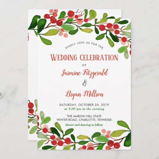 結婚しているヒイラギは果実のクリスマス|を去ります 招待状 (正面/裏面)
