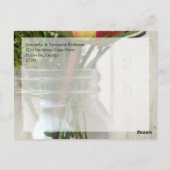 結婚しているメーソンジャーのばら色の野生の花はノート感謝していしています ポストカード (裏面)