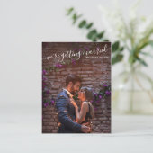 結婚している写真の結婚式の日付を保存 案内ポストカード (スタンド正面)