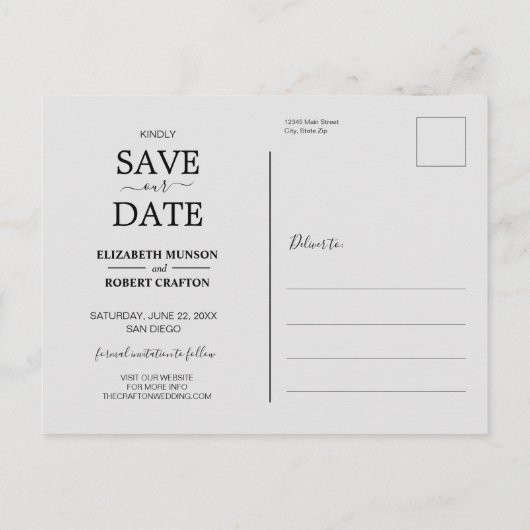結婚している写真の結婚式の日付を保存 案内ポストカード (裏面)