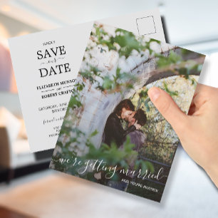 結婚している写真の結婚式の日付を保存 案内ポストカード
