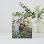 結婚している写真の結婚式の日付を保存 案内ポストカード (スタンド正面)