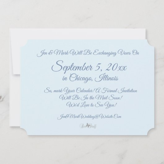 結婚している写真を保存する日付カード 招待状 (裏面)