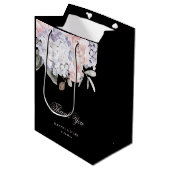 結婚している黒|のヴィンテージの水彩画のアジサイ ミディアムペーパーバッグ (正面アングル)