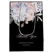 結婚している黒|のヴィンテージの水彩画のアジサイ ミディアムペーパーバッグ (裏面)