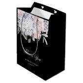 結婚している黒|のヴィンテージの水彩画のアジサイ ミディアムペーパーバッグ (裏面アングル)