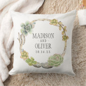 結婚しているSucculents、小枝および石のリース| クッション (ブランケット)