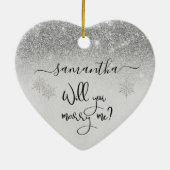 結婚してくれないかサプライズ・プロポーザル・シルバーグリッター セラミックオーナメント (裏面)