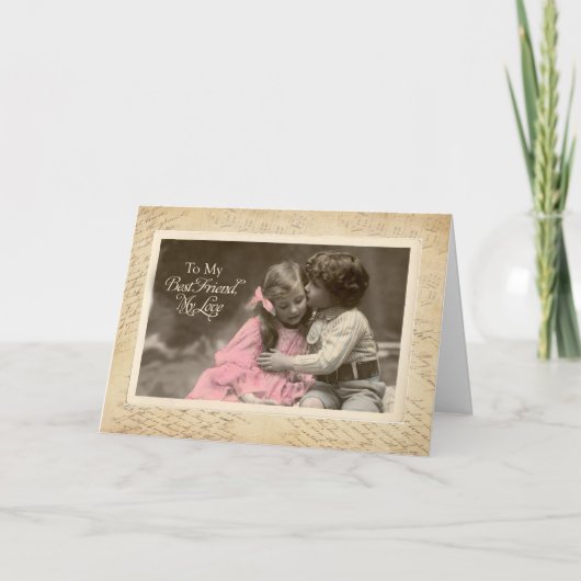 結婚してくれないか結婚の申し込みヴィンテージキス カード (正面)