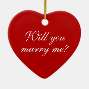結婚してくれないか赤いハートカスタム案 セラミックオーナメント